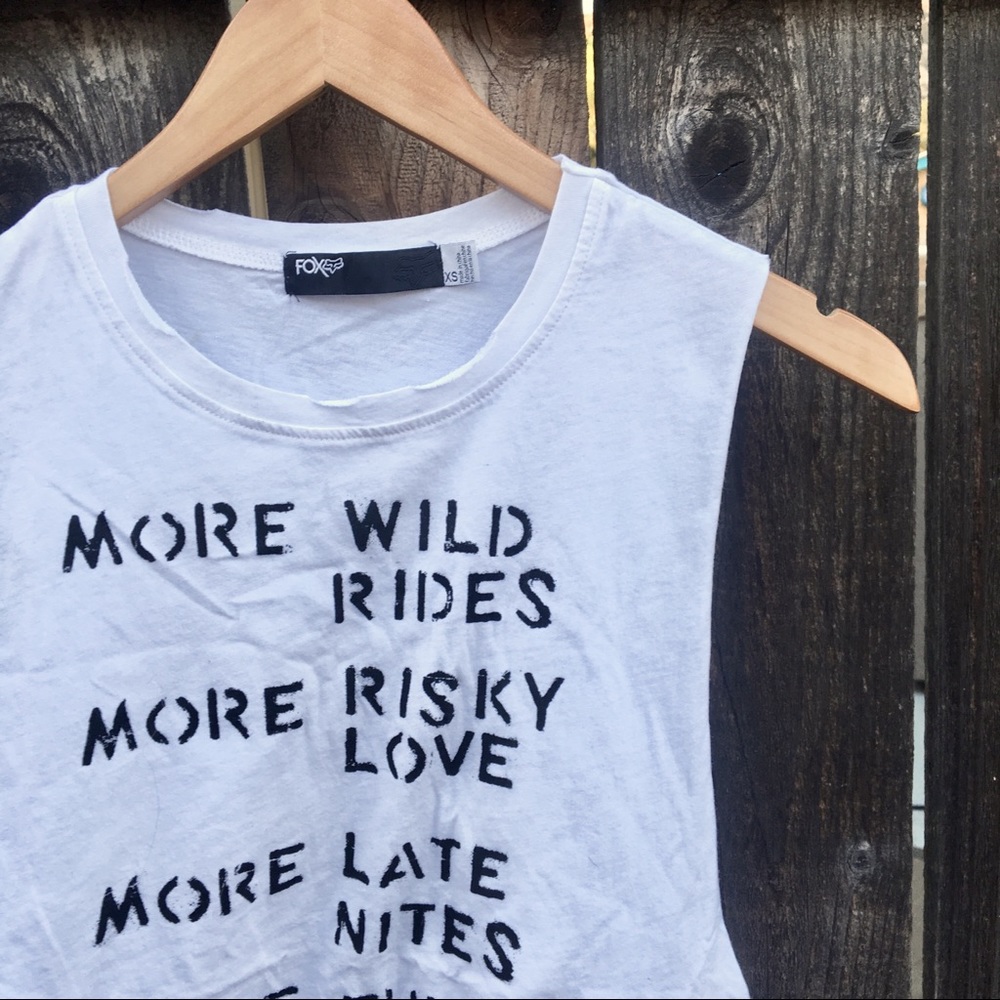 ***SOLD*** Fox White Cut Off Graphic Tank Top - Picture 1 of 4